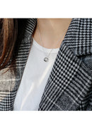 Minimalist Silver Pendant Necklace with Circle Charm front view