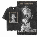 Cool Print t-shirt For Men Streetwear Washed Distressed Men Black Tshirt Big Size Cotton Vintage Graphic Tee Shirt For Men G15