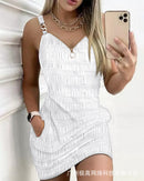 2023 ODS3705 Color Block Mini Dress for Women front view