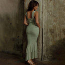 Fashionable Spring Summer Spliced Midi Dress FD9738 front view