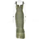 Fashionable Spring Summer Spliced Midi Dress FD9738 front view