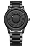 FOXBOX Men Watch with a bold black design, a circular dial, and a stainless steel strap, perfect for a mens stylish watch.