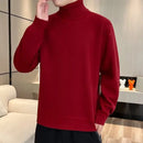 Men's fleece lined winter sweater in red, featuring a high collar and casual design, perfect for colder months.